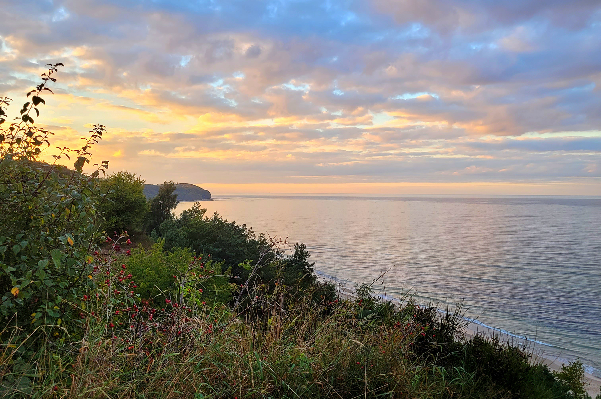 Zachód słońca nad klifem w Chłapowie